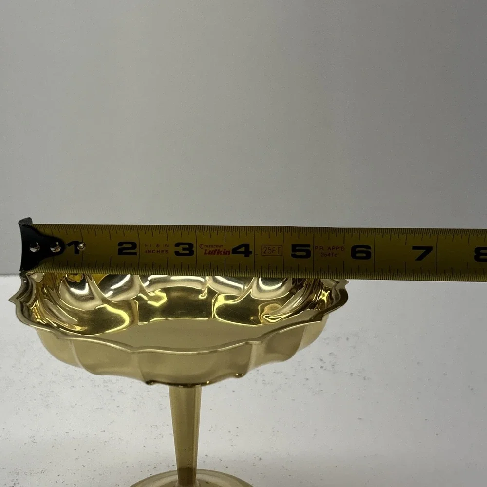 Vintage MCM International Solid Brass Giftwares B1022 Scalloped Pedestal‎ Bowl